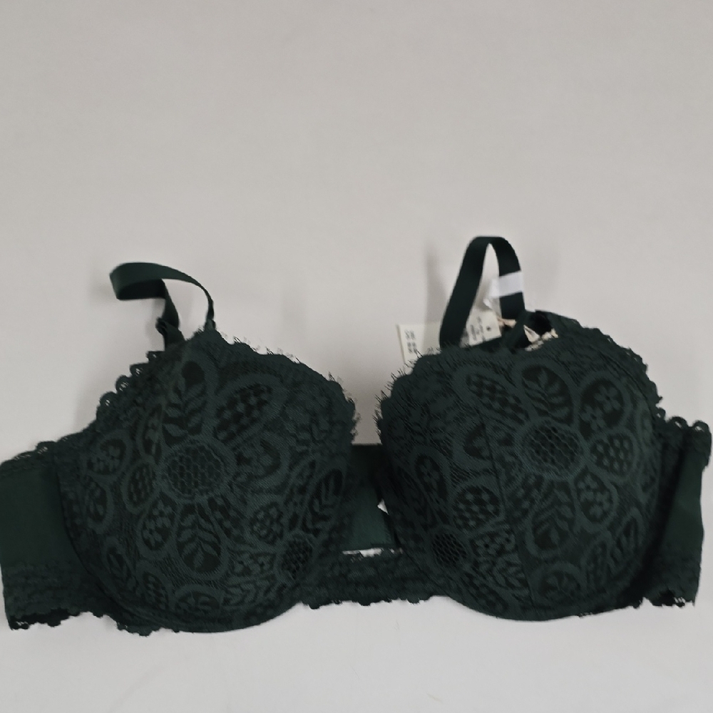 AERIE Elegant Lace Underwire Bra - Dark Green